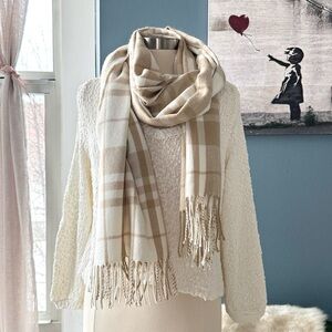 O’Neill Cream V-Neck Textured Knit Sweater